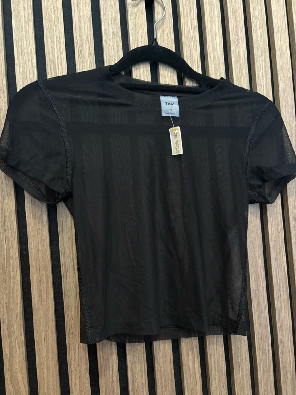 TNA Black Sheer Short Sleeve Tee